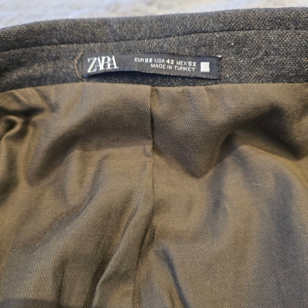 Zara Man Blazer Jacket Mens 42 Charcoal Grey Wool Blend Two Button Sport Coat - Picture 6 of 7